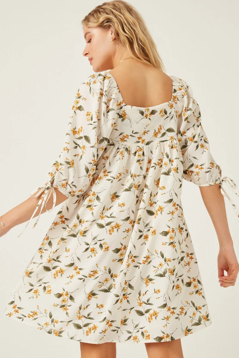 Womens Floral Square Neck Tie Sleeve Dress sold by Hayden product image thumbnail 5