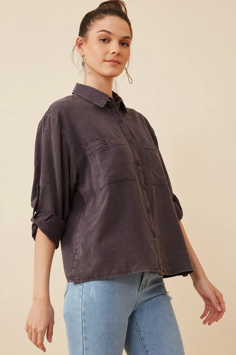 Womens Garment Dyed Tencel Button Up Shirt sold by Hayden product image thumbnail 4