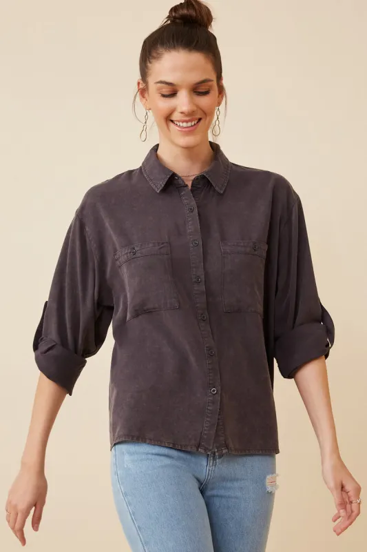 Womens Garment Dyed Tencel Button Up Shirt made by Hayden