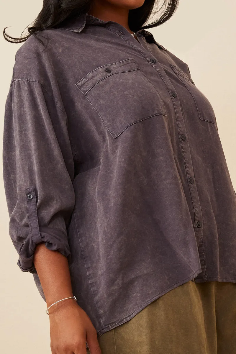 Womens Garment Dyed Tencel Button Up Shirt sold by Hayden product image thumbnail 5