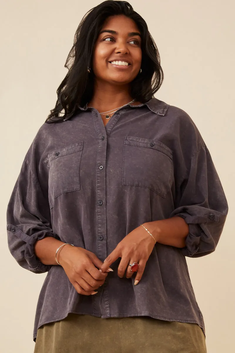 Womens Garment Dyed Tencel Button Up Shirt sold by Hayden product image thumbnail 2