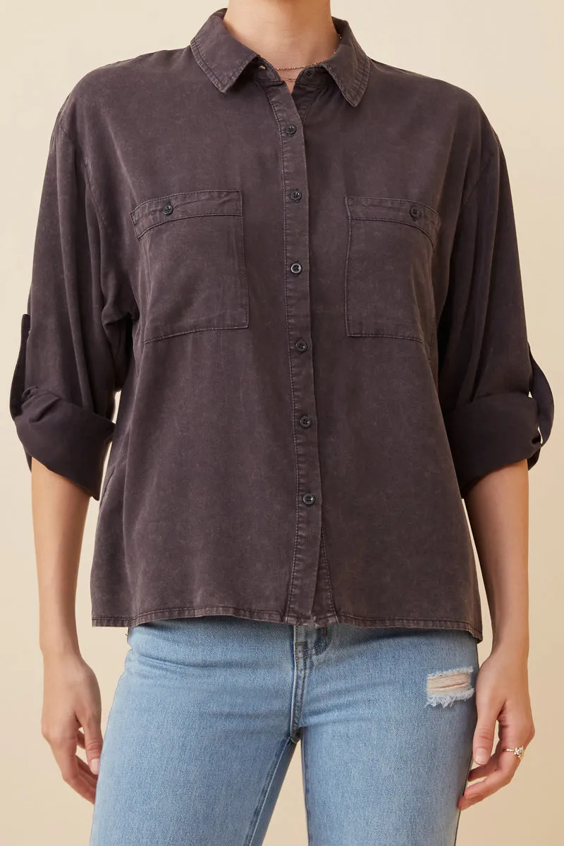 Womens Garment Dyed Tencel Button Up Shirt sold by Hayden product image thumbnail 3