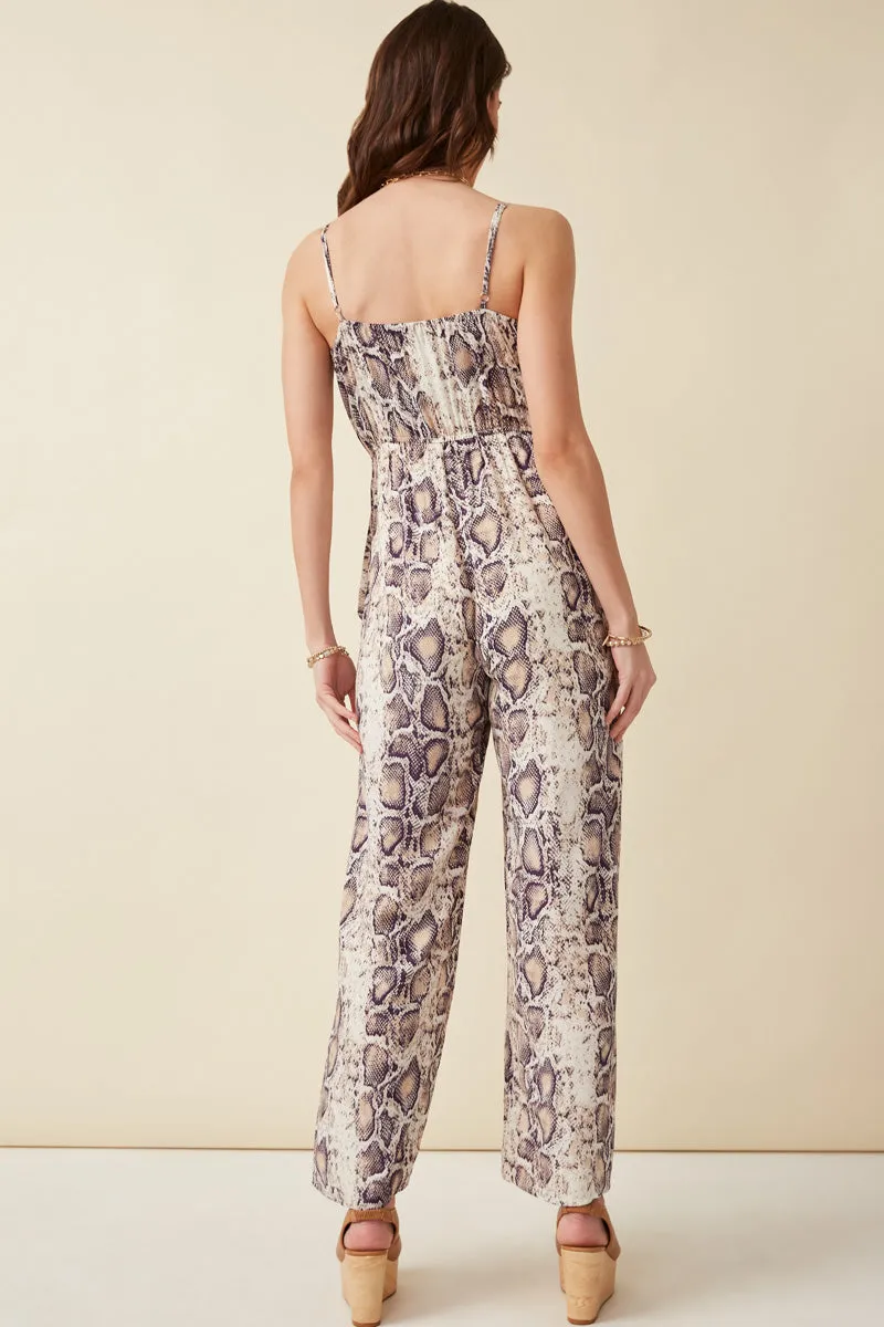 Womens Surplice Tied Wide Leg Snake Print Jumpsuit sold by Hayden product image thumbnail 5