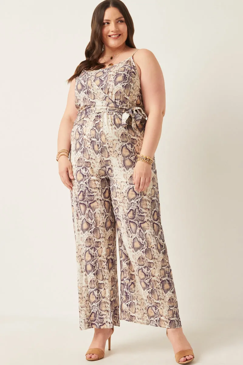 Womens Surplice Tied Wide Leg Snake Print Jumpsuit sold by Hayden product image thumbnail 2
