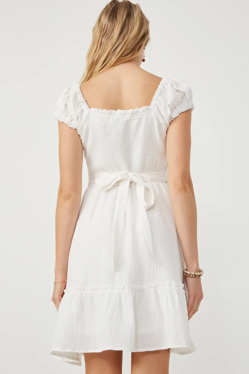 Womens Textured Puff Sleeve Smocked Squareneck Dress sold by Hayden product image thumbnail 5