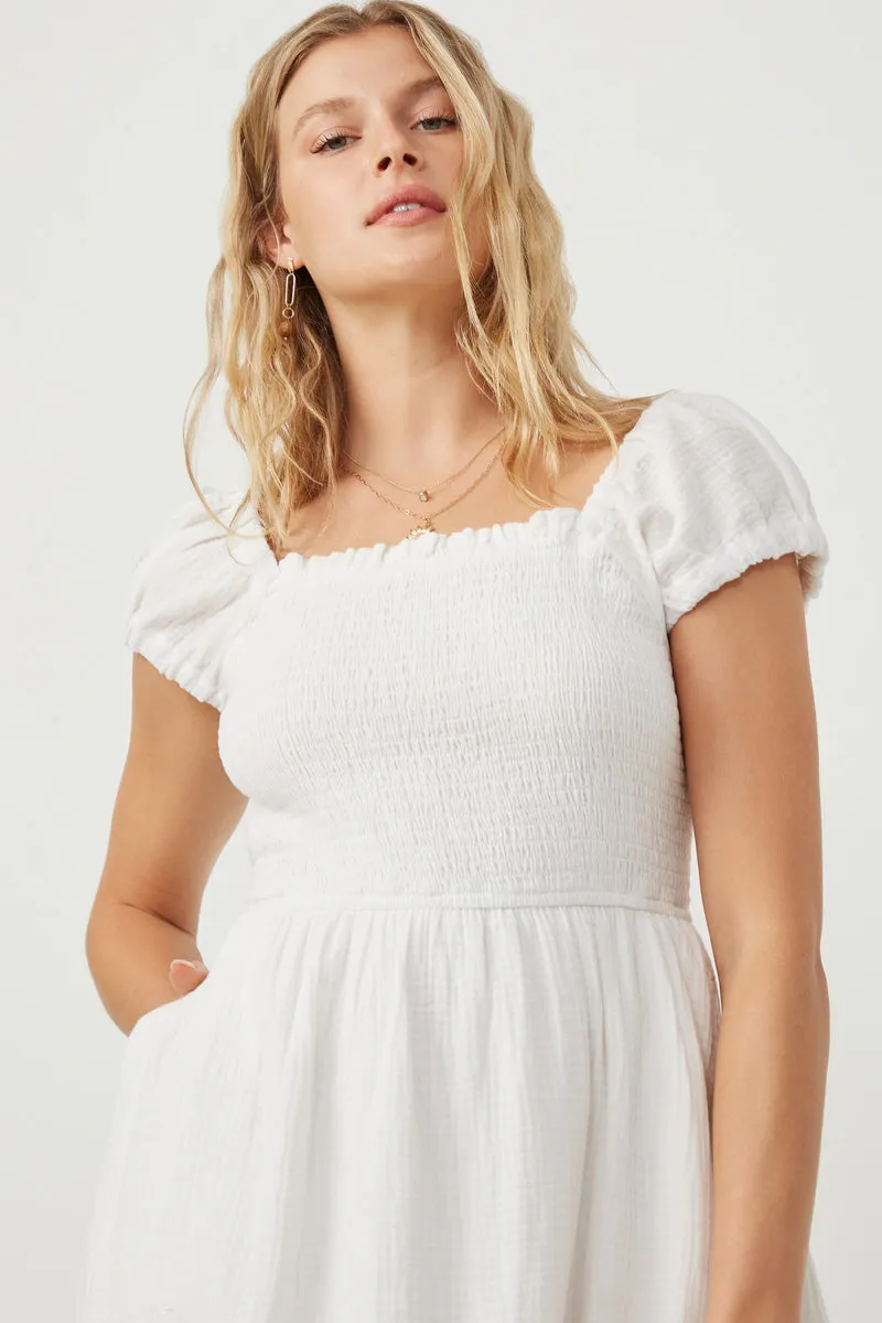 Womens Textured Puff Sleeve Smocked Squareneck Dress sold by Hayden product image thumbnail 3