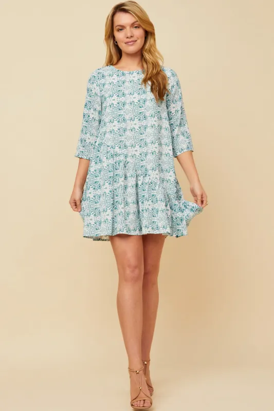 Womens Botanical Pattern Print Asymmetric Hem Mini Dress made by Hayden
