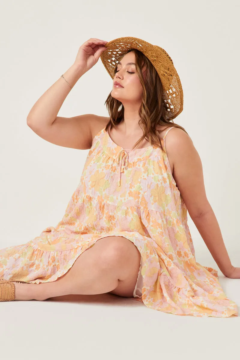 Womens Front Tie Textured Floral Tiered Tank Dress sold by Hayden product image thumbnail 2