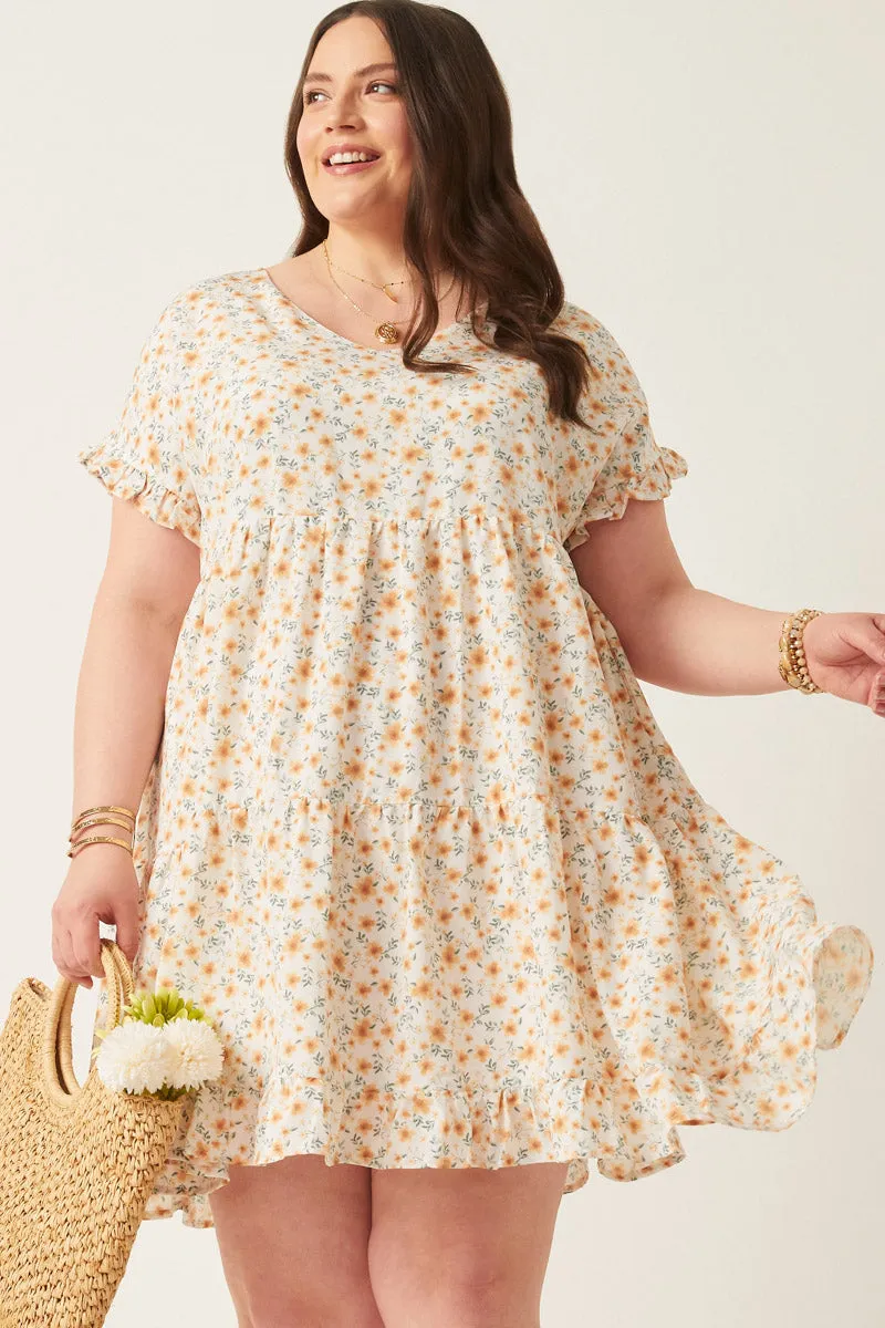 Womens V-Neck Ruffle Short Sleeve Tiered Floral Dress sold by Hayden product image thumbnail 2