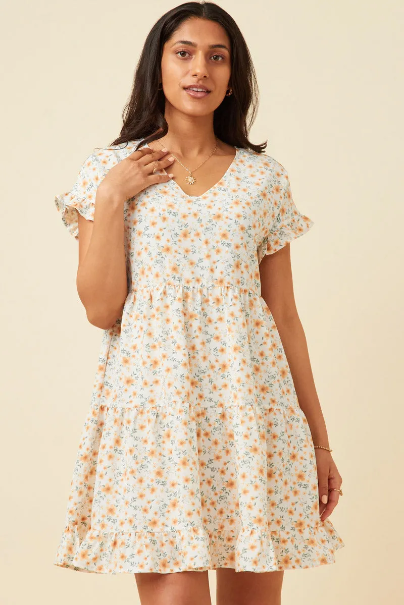 Womens V-Neck Ruffle Short Sleeve Tiered Floral Dress sold by Hayden product image thumbnail 3