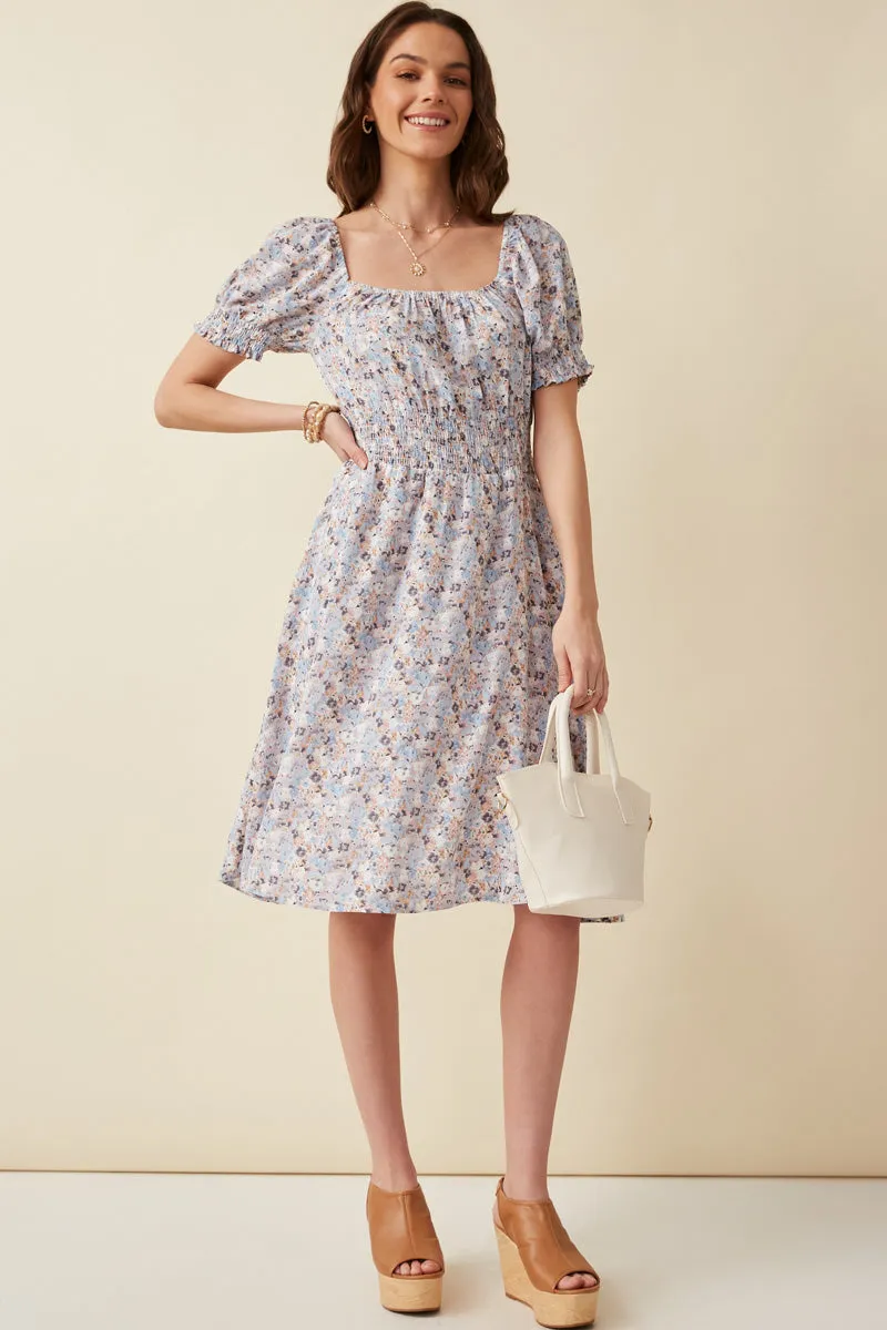 Womens Floral Print Smock Detail Puff Sleeve Mini Dress sold by Hayden product image thumbnail 5