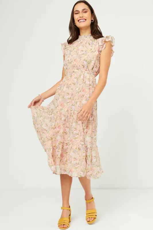 Womens Romantic Floral Ruffled Smock Neck Tank Dress sold by Hayden