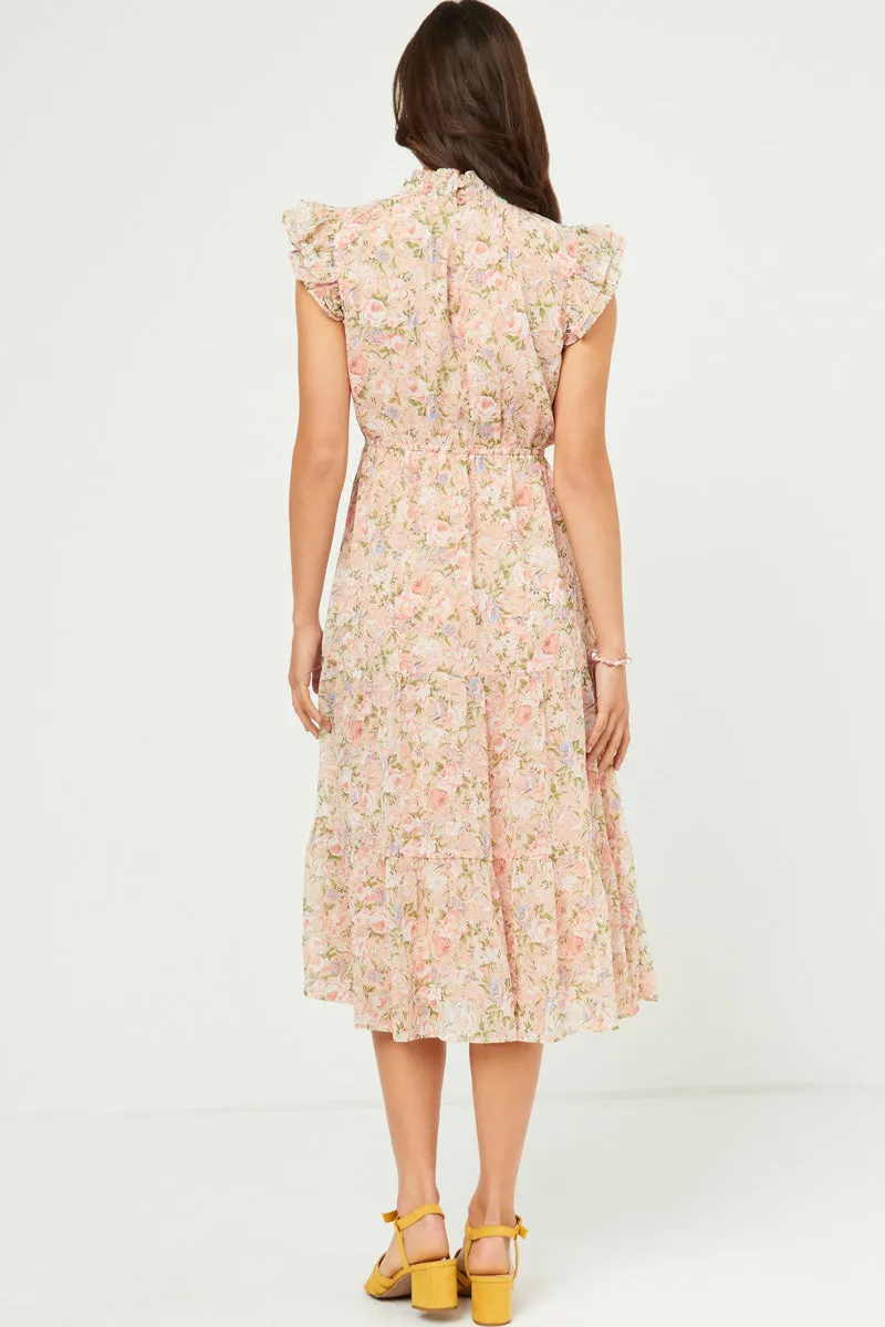 Womens Romantic Floral Ruffled Smock Neck Tank Dress sold by Hayden product image thumbnail 5