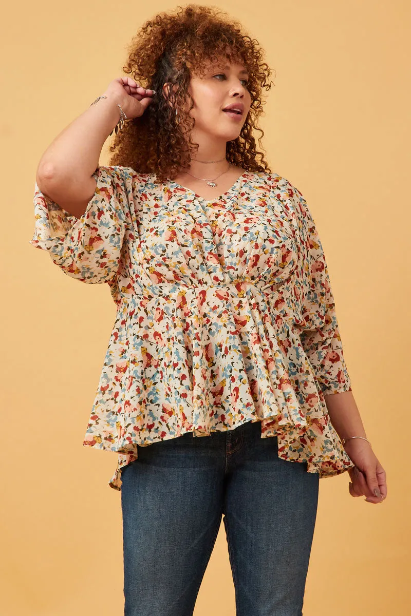Womens Floral Chiffon V Neck Gathered Detail Top sold by Hayden product image thumbnail 2