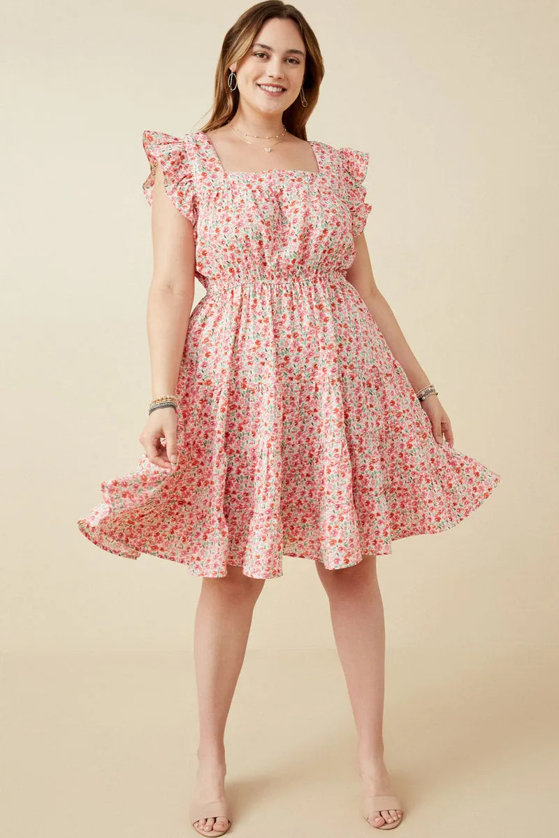 Womens Floral Print Square Neck Ruffle Shoulder Dress sold by Hayden product image thumbnail 5