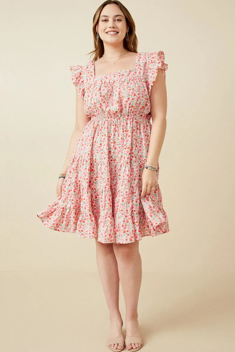 Womens Floral Print Square Neck Ruffle Shoulder Dress sold by Hayden product image thumbnail 2