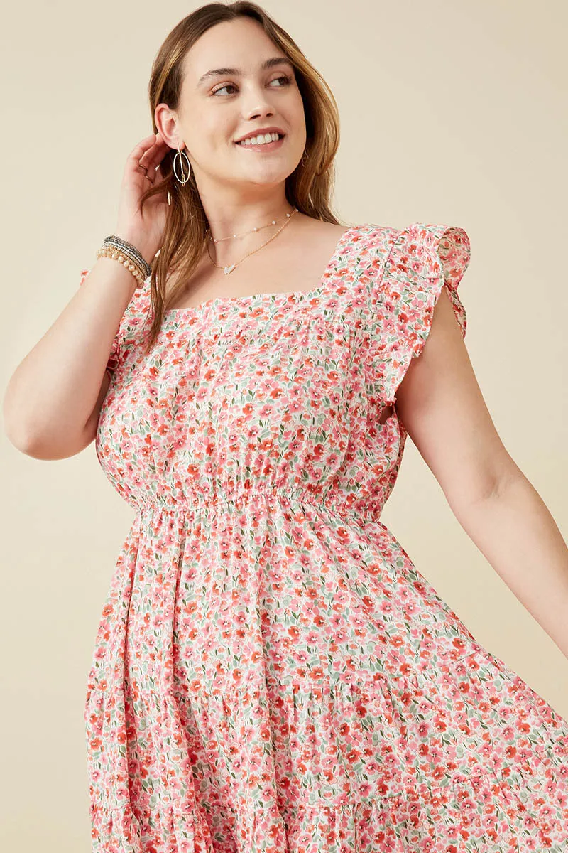 Womens Floral Print Square Neck Ruffle Shoulder Dress sold by Hayden product image thumbnail 3