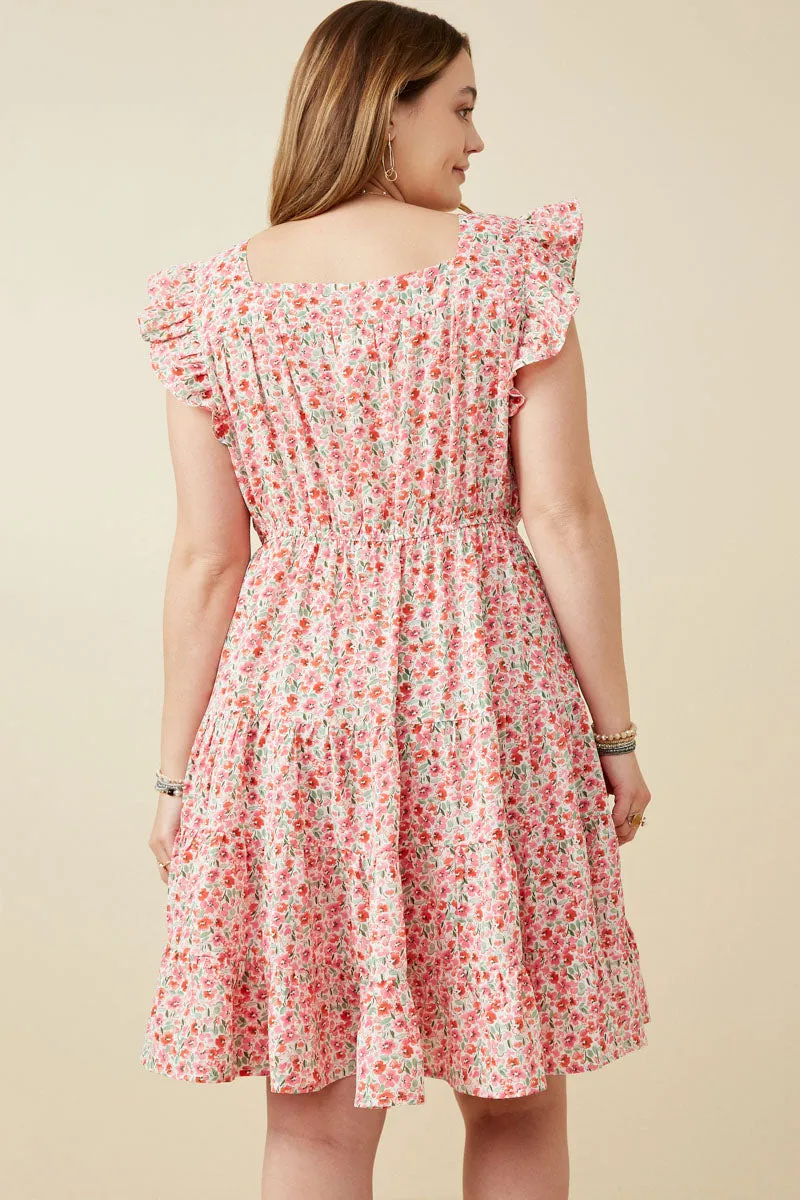 Womens Floral Print Square Neck Ruffle Shoulder Dress sold by Hayden product image thumbnail 4