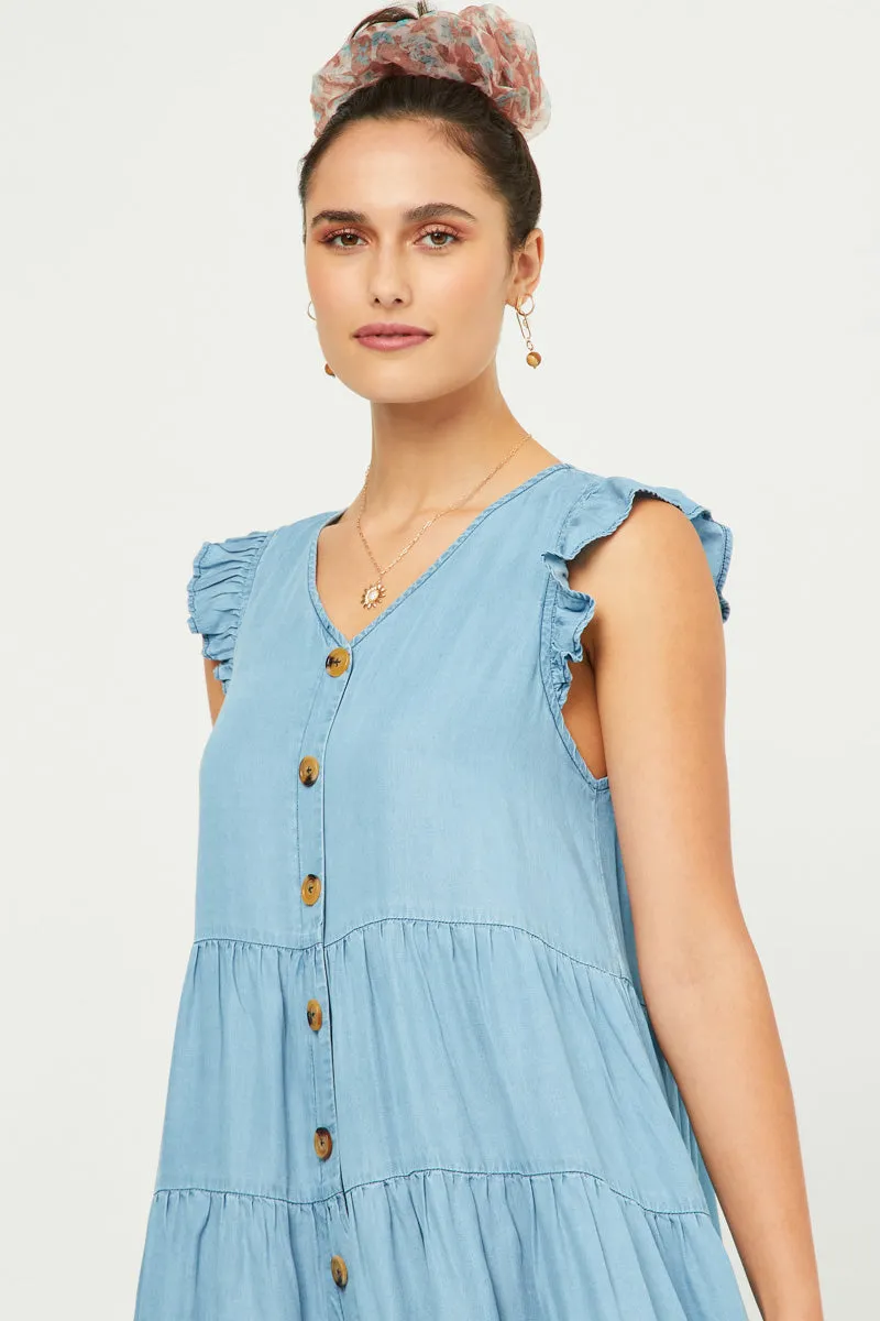 Womens Ruffle Button Down Tiered Dress sold by Hayden product image thumbnail 4