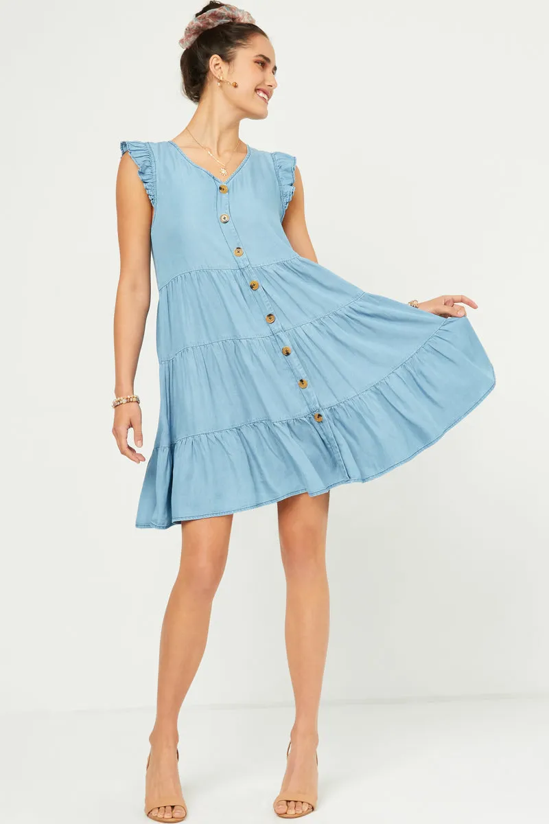 Womens Ruffle Button Down Tiered Dress sold by Hayden product image thumbnail 3