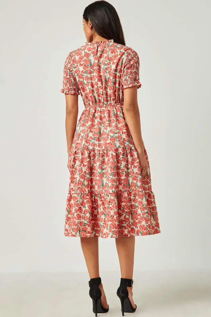 Womens Floral Printed Smocked Top Tiered Dress sold by Hayden product image thumbnail 5