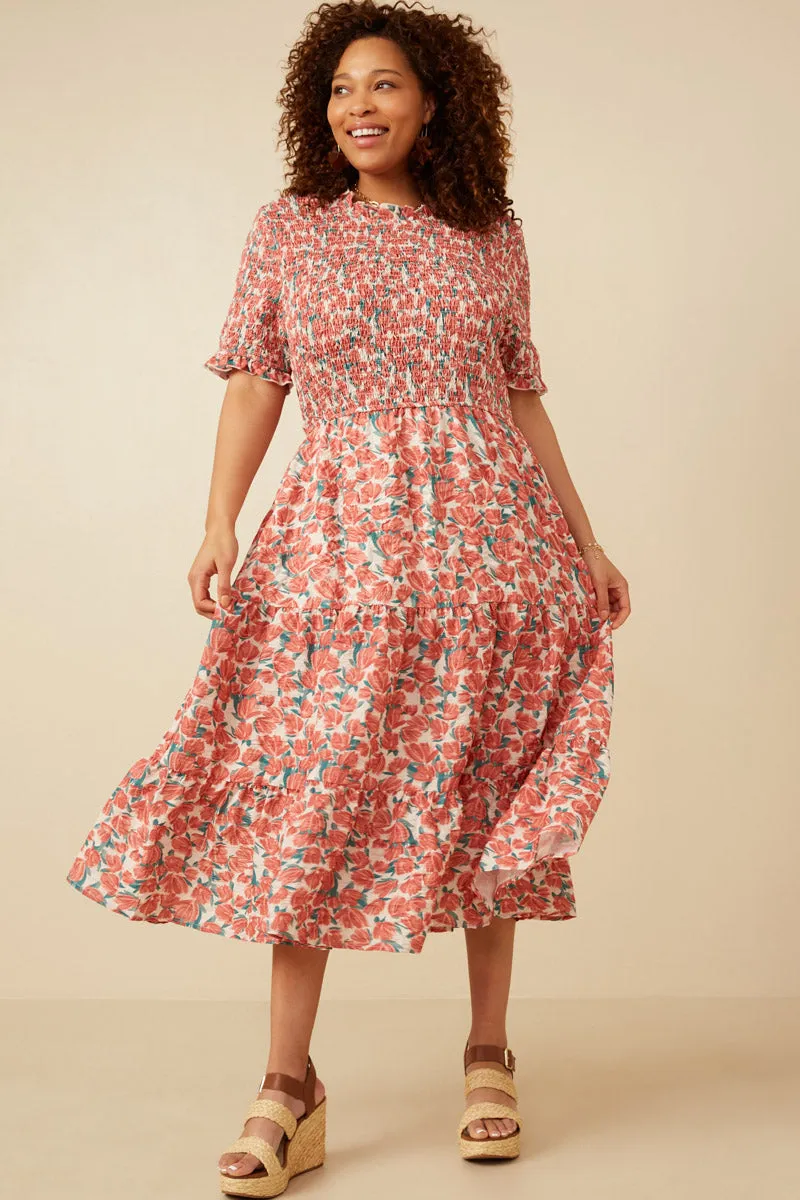 Womens Floral Printed Smocked Top Tiered Dress sold by Hayden product image thumbnail 2