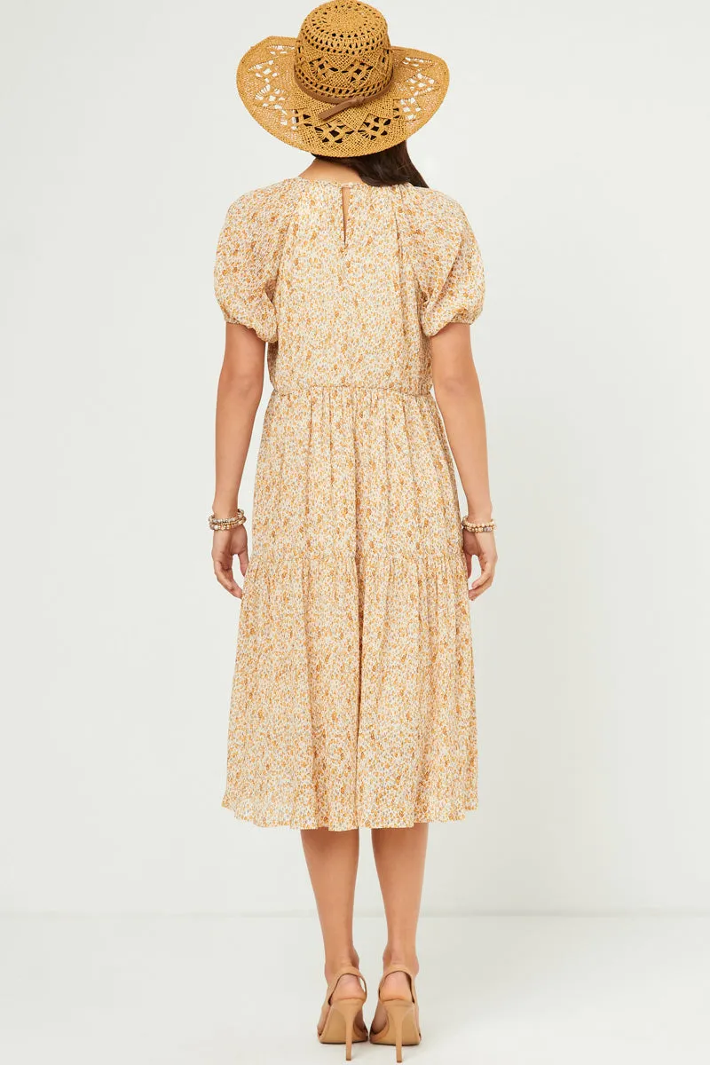 Womens Ditsy Floral Crinkled Puff Sleeve Tiered Dress sold by Hayden product image thumbnail 5