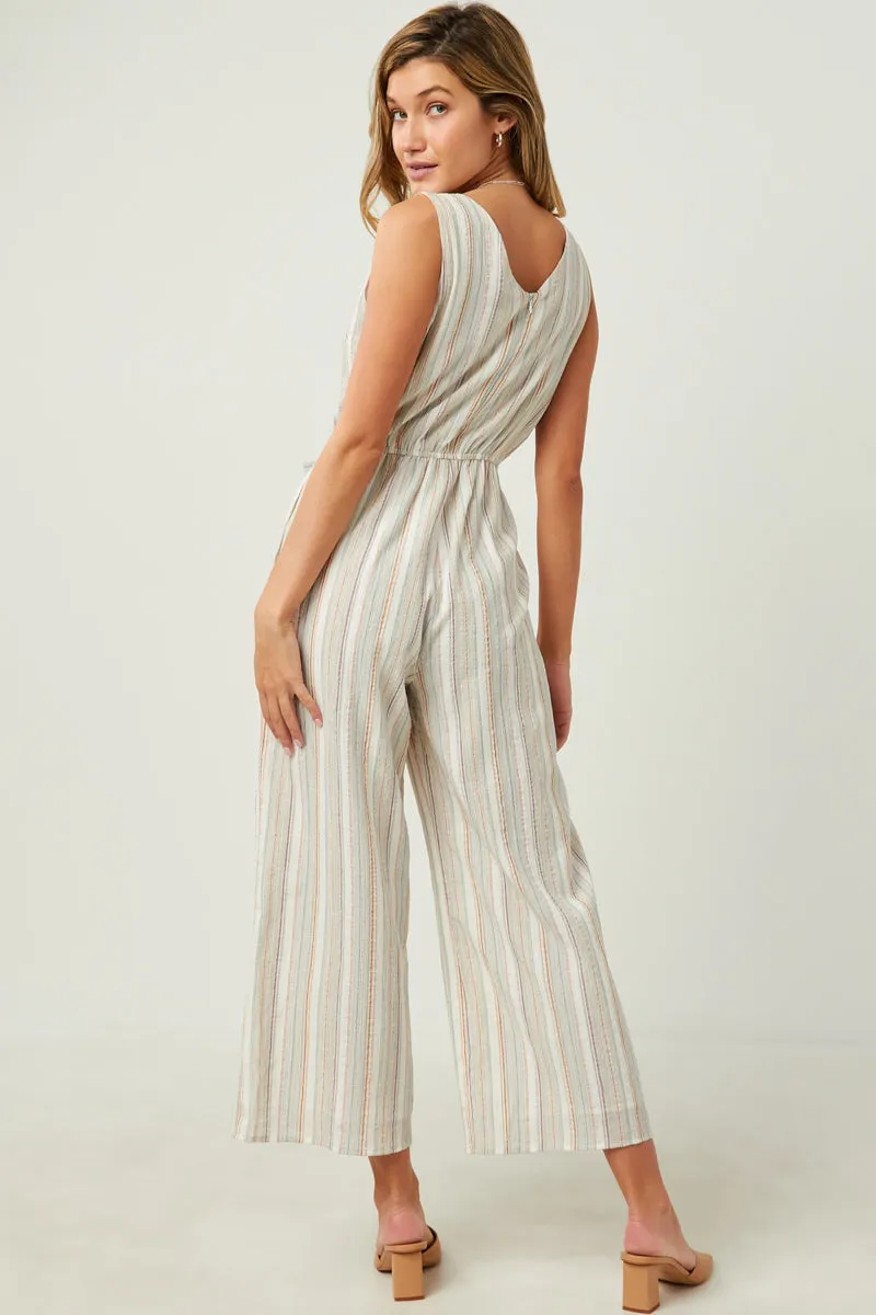 Womens Multi Stripe V Neck Sleeveless Belted Jumpsuit sold by Hayden product image thumbnail 5