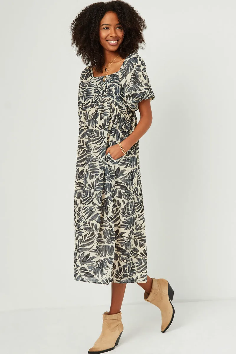 Womens Puff Sleeve Botanical Print Square Neck Maxi Dress sold by Hayden product image thumbnail 4