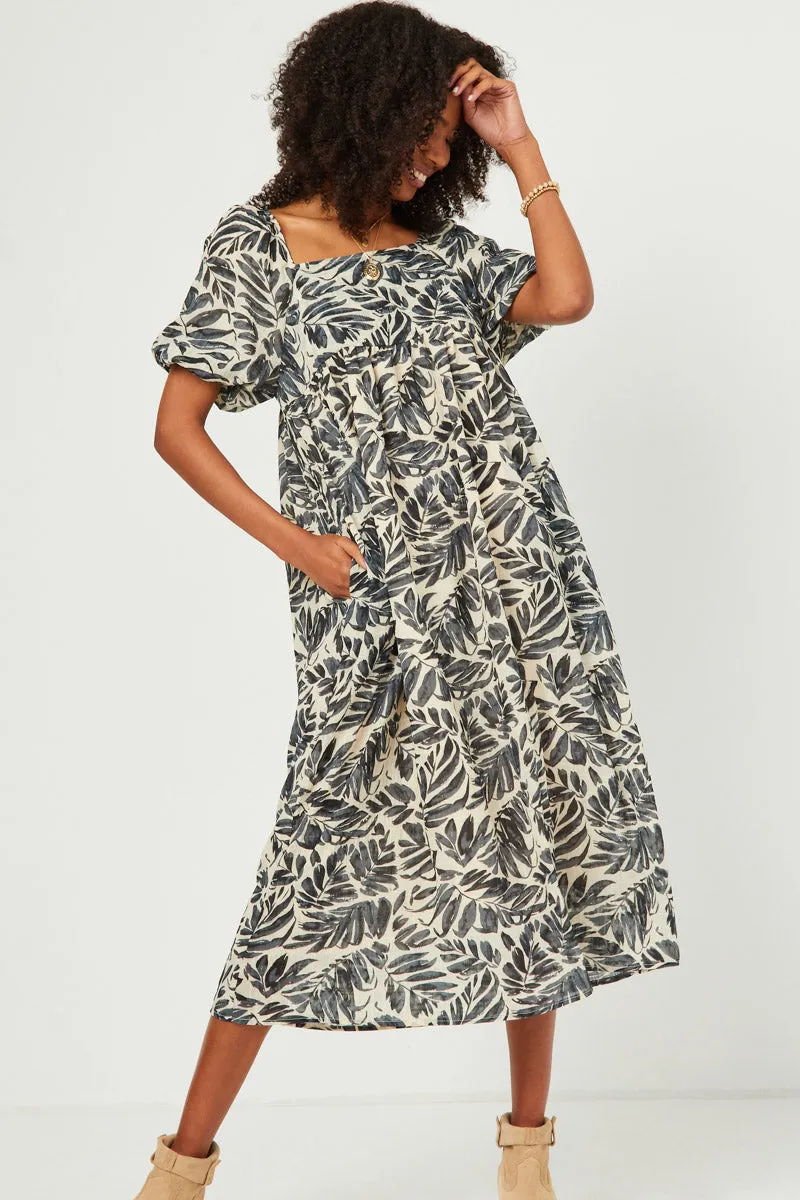 Womens Puff Sleeve Botanical Print Square Neck Maxi Dress sold by Hayden product image thumbnail 3