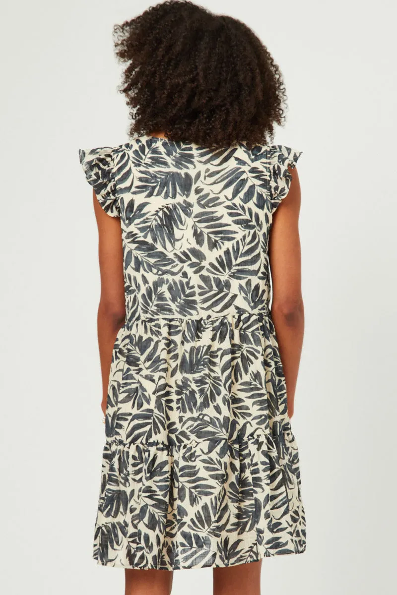 Womens Botanical Print Ruffle Sleeveless Button Detail Dress sold by Hayden product image thumbnail 5