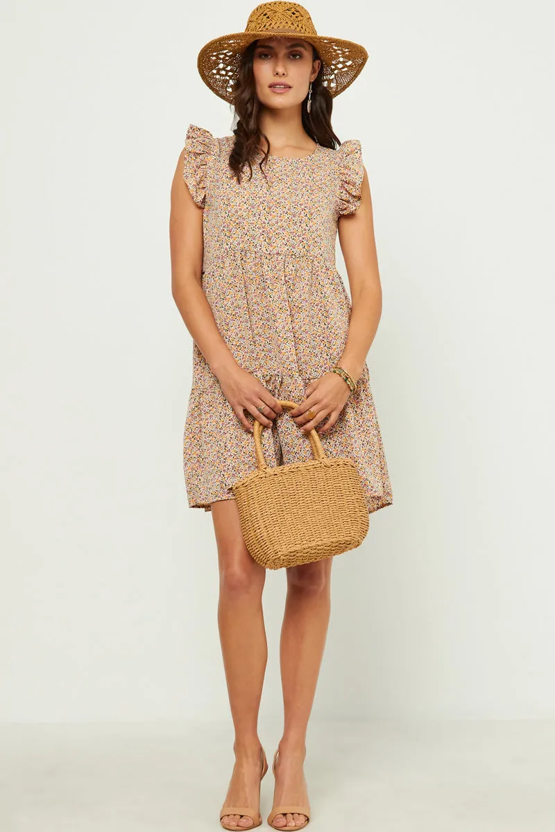 Womens Ditsy Floral Print Ruffle Detail Tiered Sleeveless Dress sold by Hayden product image thumbnail 5