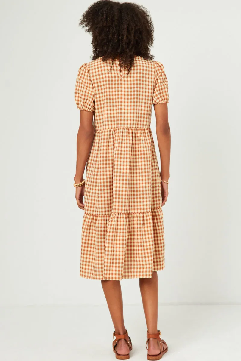 Womens Puff Sleeve Gingham Tiered Dress sold by Hayden product image thumbnail 5