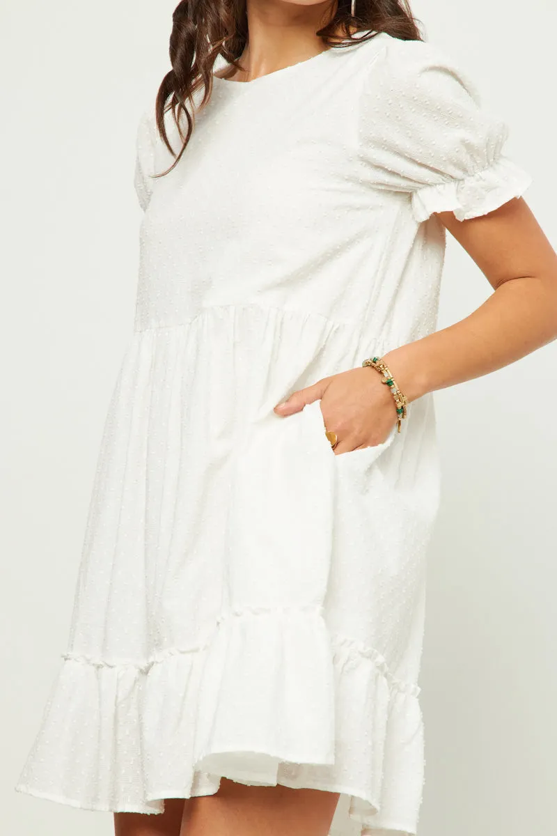 Womens Ruffle Tiered Cinch Sleeve Swiss Dot Dress sold by Hayden product image thumbnail 4