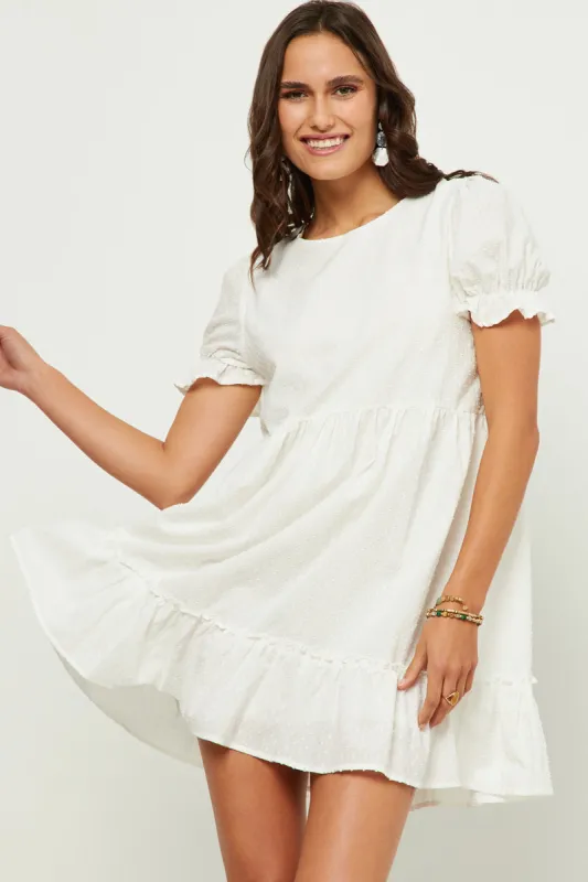 Womens Ruffle Tiered Cinch Sleeve Swiss Dot Dress sold by Hayden