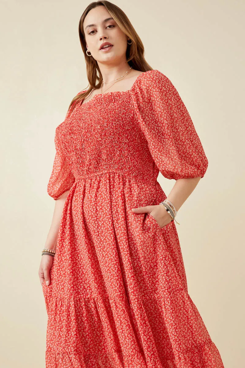 Womens Cinched Cuff Square Neck Smocked Dress sold by Hayden product image thumbnail 3