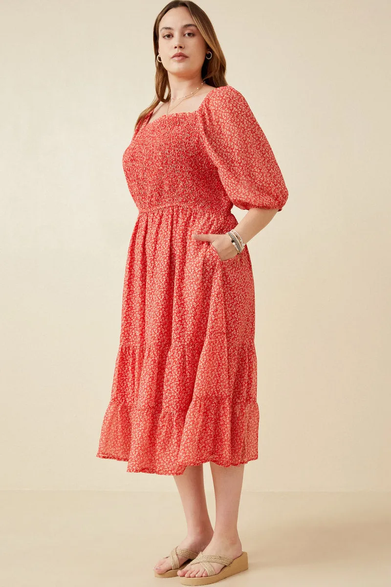 Womens Cinched Cuff Square Neck Smocked Dress sold by Hayden product image thumbnail 5