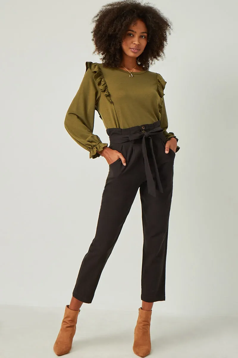 Womens Soft French Terry Cuffed Ruffled Long Sleeve Top sold by Hayden product image thumbnail 5