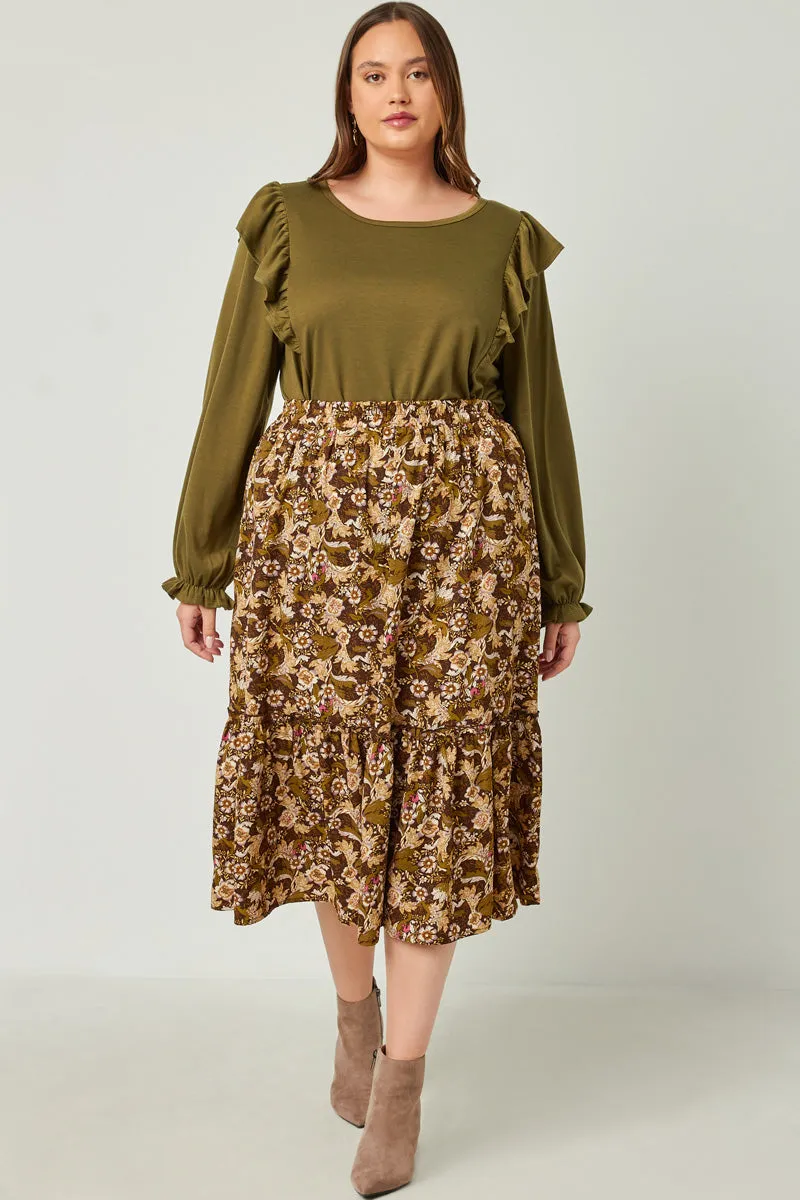 Womens Soft French Terry Cuffed Ruffled Long Sleeve Top sold by Hayden product image thumbnail 2