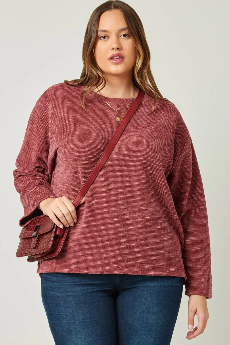 Womens Textured Waffle Chenille Long Sleeve Top sold by Hayden product image thumbnail 2