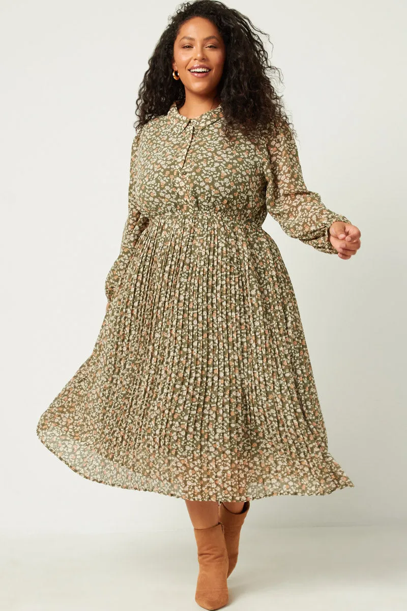 Womens Button Up Pleated Skirt Collared Dress sold by Hayden product image thumbnail 2