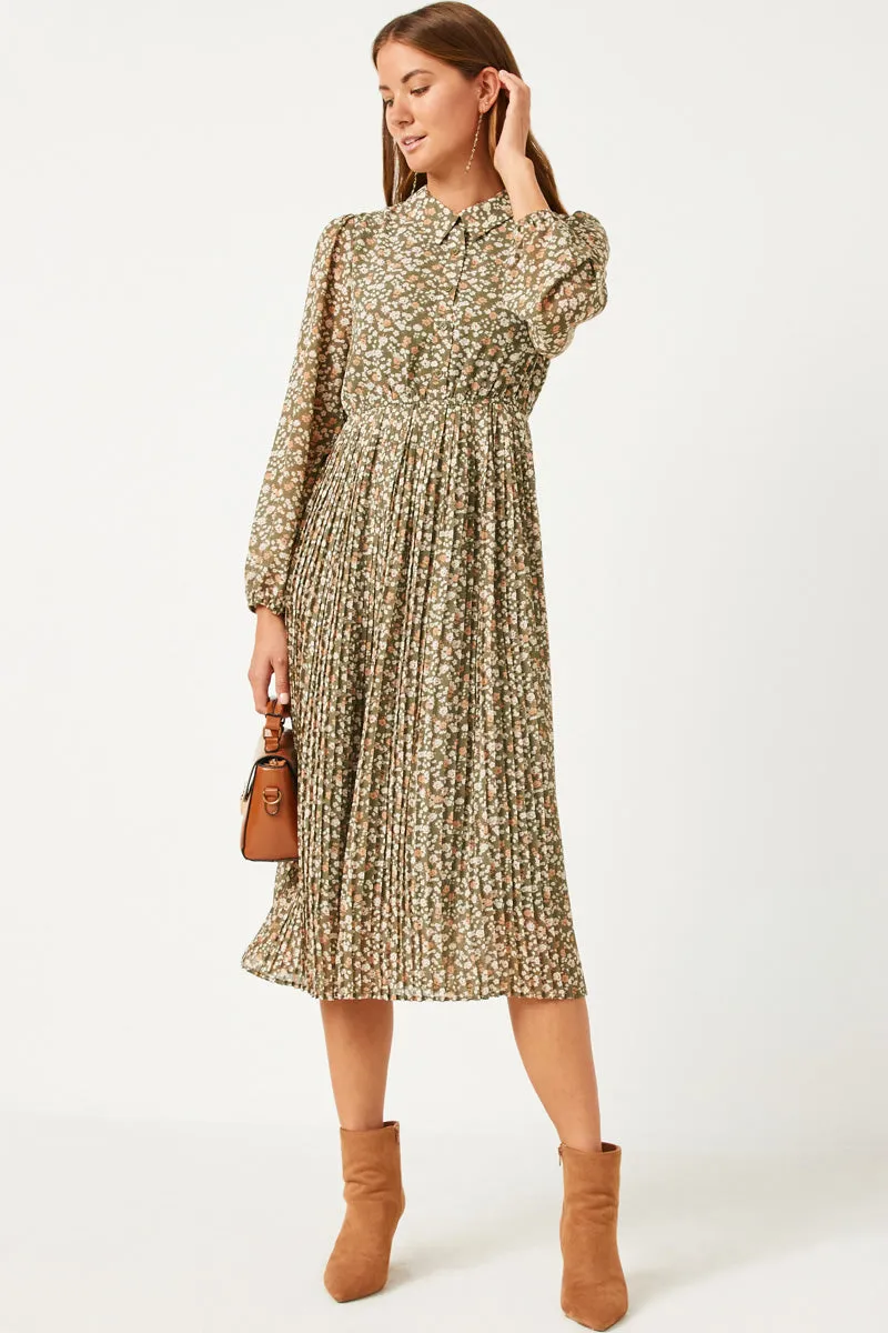 Womens Button Up Pleated Skirt Collared Dress sold by Hayden product image thumbnail 3