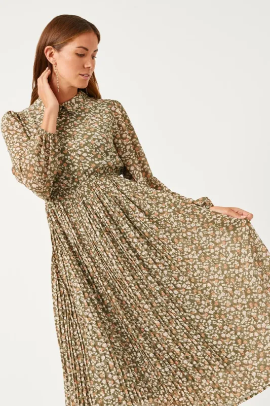 Womens Button Up Pleated Skirt Collared Dress sold by Hayden