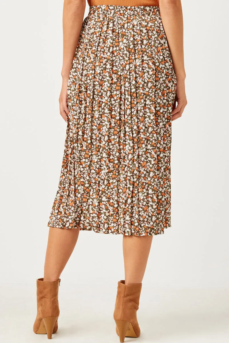 Womens Floral Printed Button Up Pleated Skirt sold by Hayden product image thumbnail 5