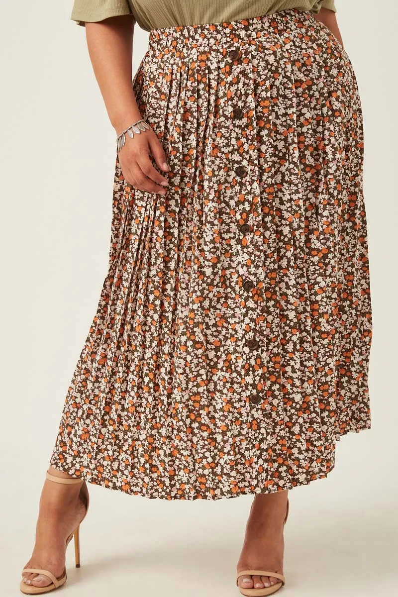 Womens Floral Printed Button Up Pleated Skirt sold by Hayden product image thumbnail 2