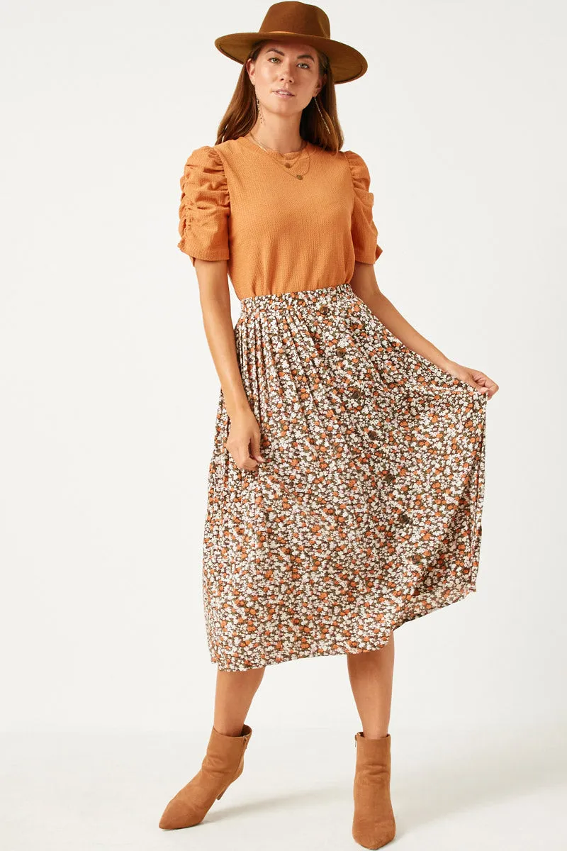Womens Floral Printed Button Up Pleated Skirt sold by Hayden product image thumbnail 3