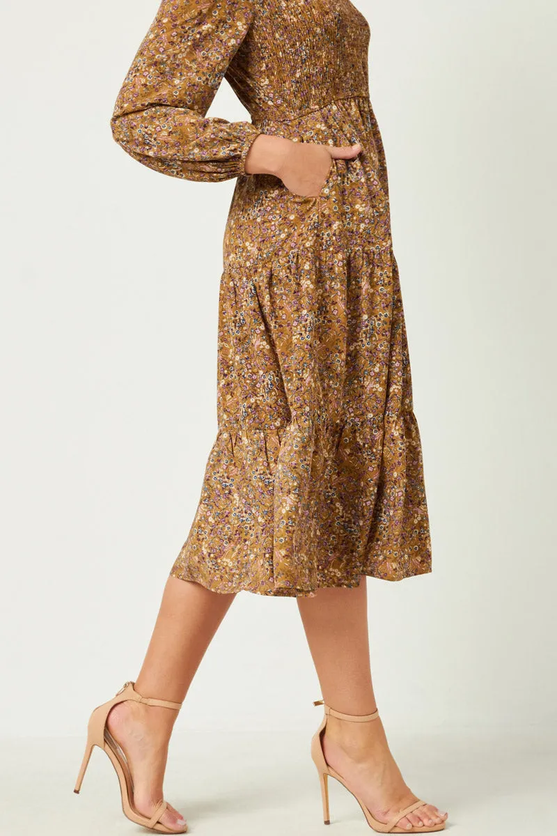 Womens Dusty Floral Ruffle Neck Smock Detail Dress sold by Hayden product image thumbnail 4