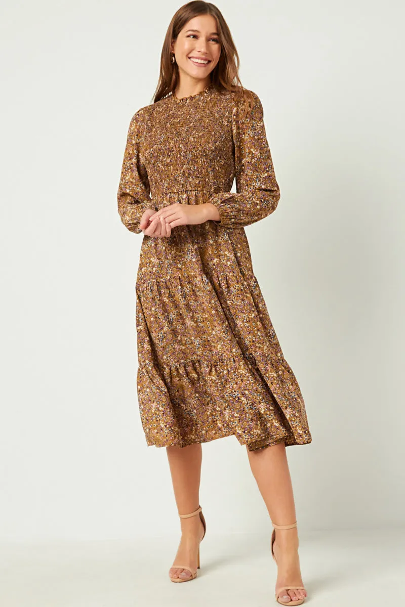 Womens Dusty Floral Ruffle Neck Smock Detail Dress sold by Hayden