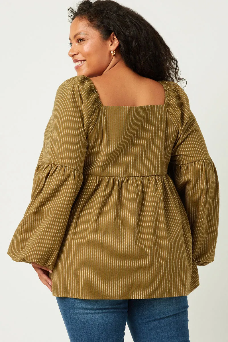 Womens Floral Petal Embroidered Bodice Puff Sleeve Textured Stripe Top sold by Hayden product image thumbnail 3