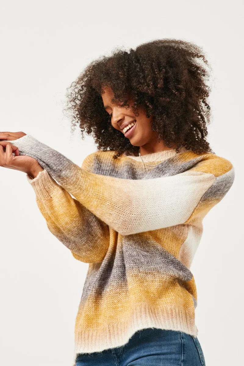 Womens Engineered Stripe Puff Sleeve Round Neck Pullover Sweater sold by Hayden product image thumbnail 4